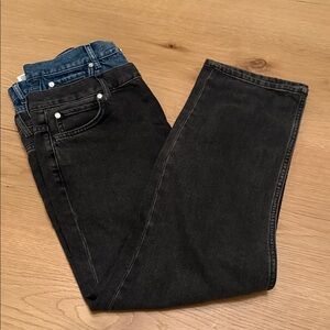 SANDRO TWO TONE DOUBLE WAISTED JEANS